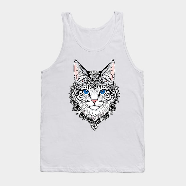 Blue eyes cat tribal art Tank Top by Wiboonsak